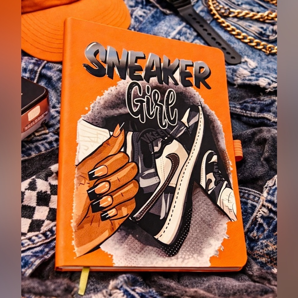 Sneaker Girl Orange Notebook by